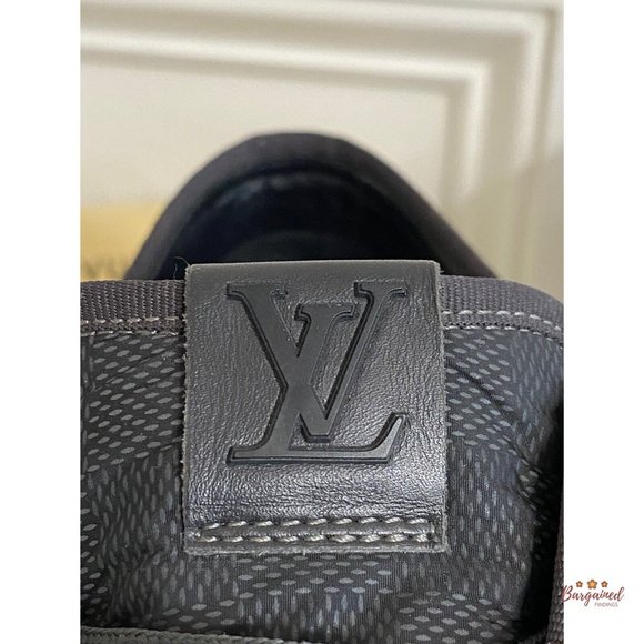 Authentic Louis Vuitton Gray/Black Damier Graphite Nylon Men's Sneakers Size 9.5 - Picture 2 of 14